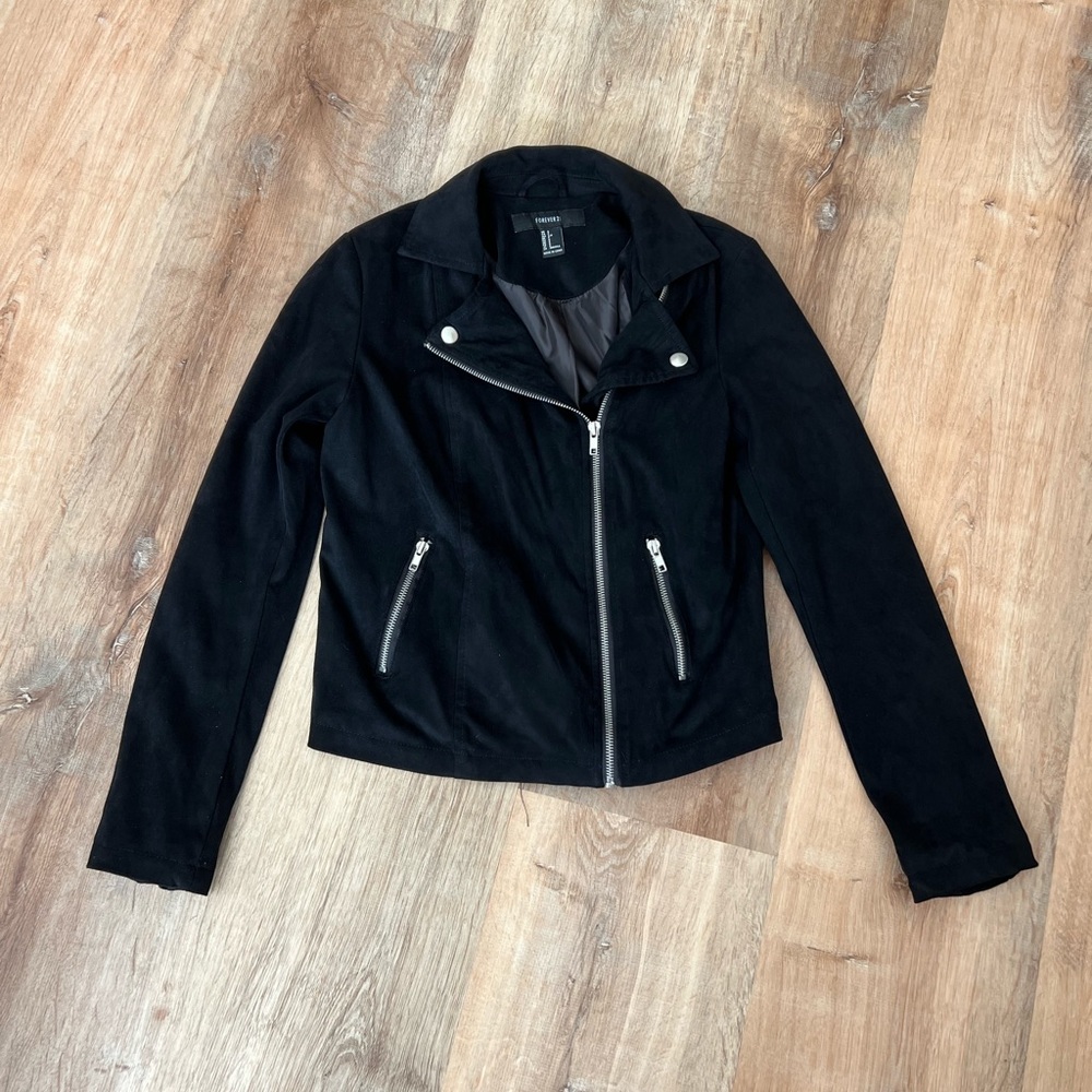 Forever 21 Black Suede Moto Jacket